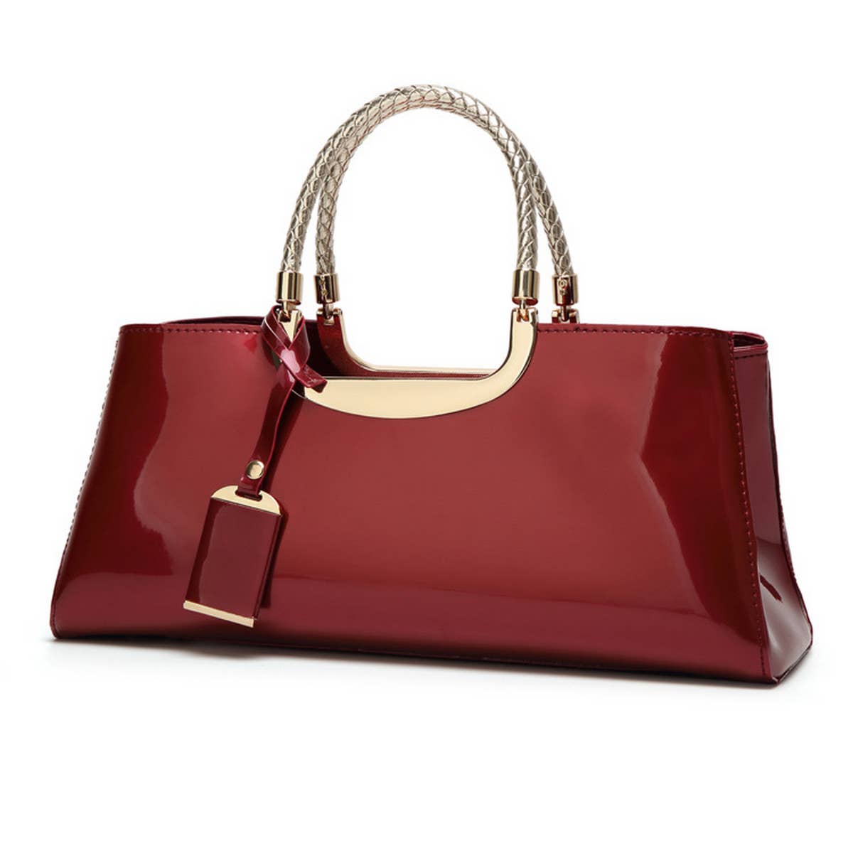 High-Gloss Patent Leather Evening Tote Bag