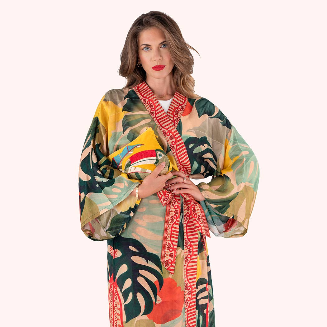 Kimono Gown - Exotic Leaves, by Powder Designs
