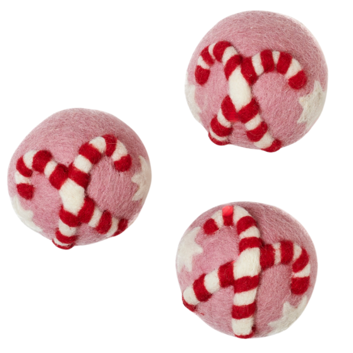 Once Again Home Wool Dryer Balls - Set of 3 Candy Cane