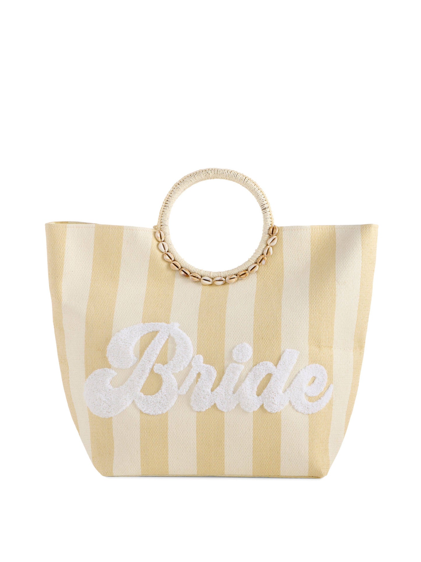 Shiraleah's "BRIDE" STRIPE TOTE, NATURAL