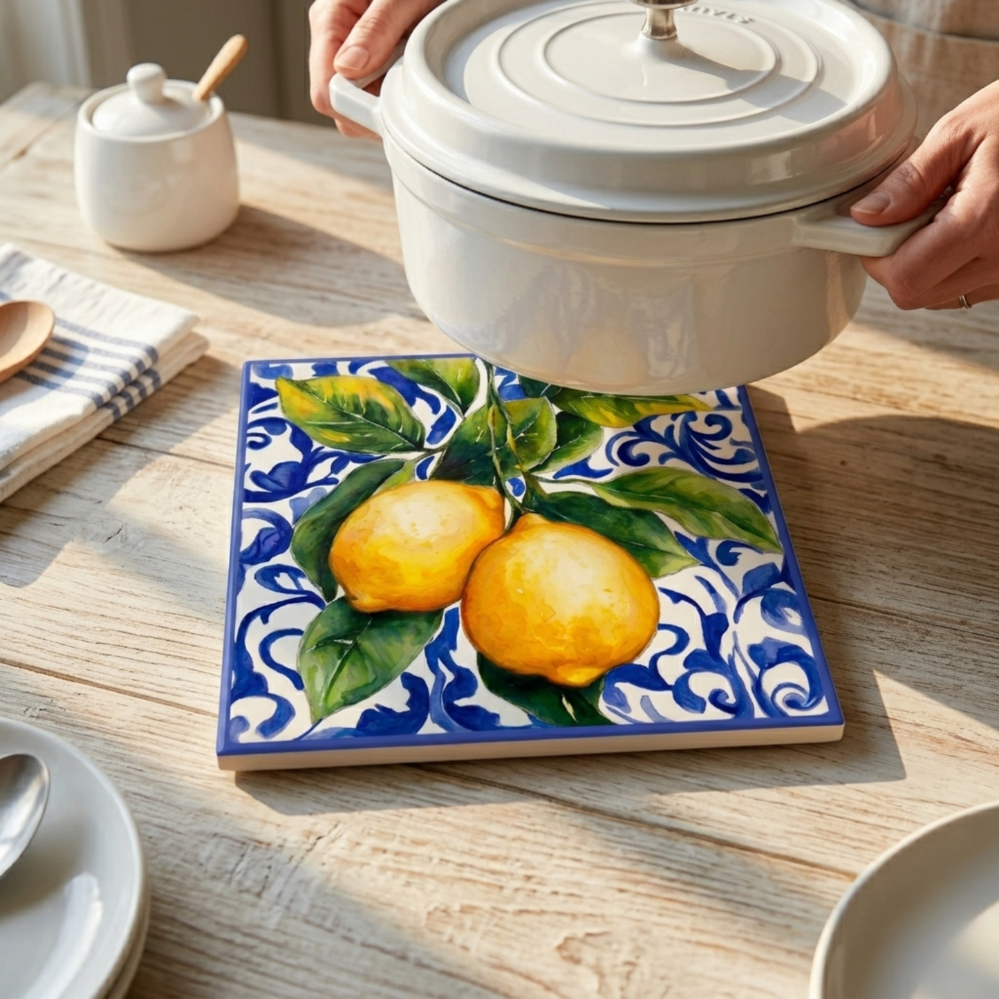 Highland Row Ceramic Lemons Trivet | Italian Kitchen Decor