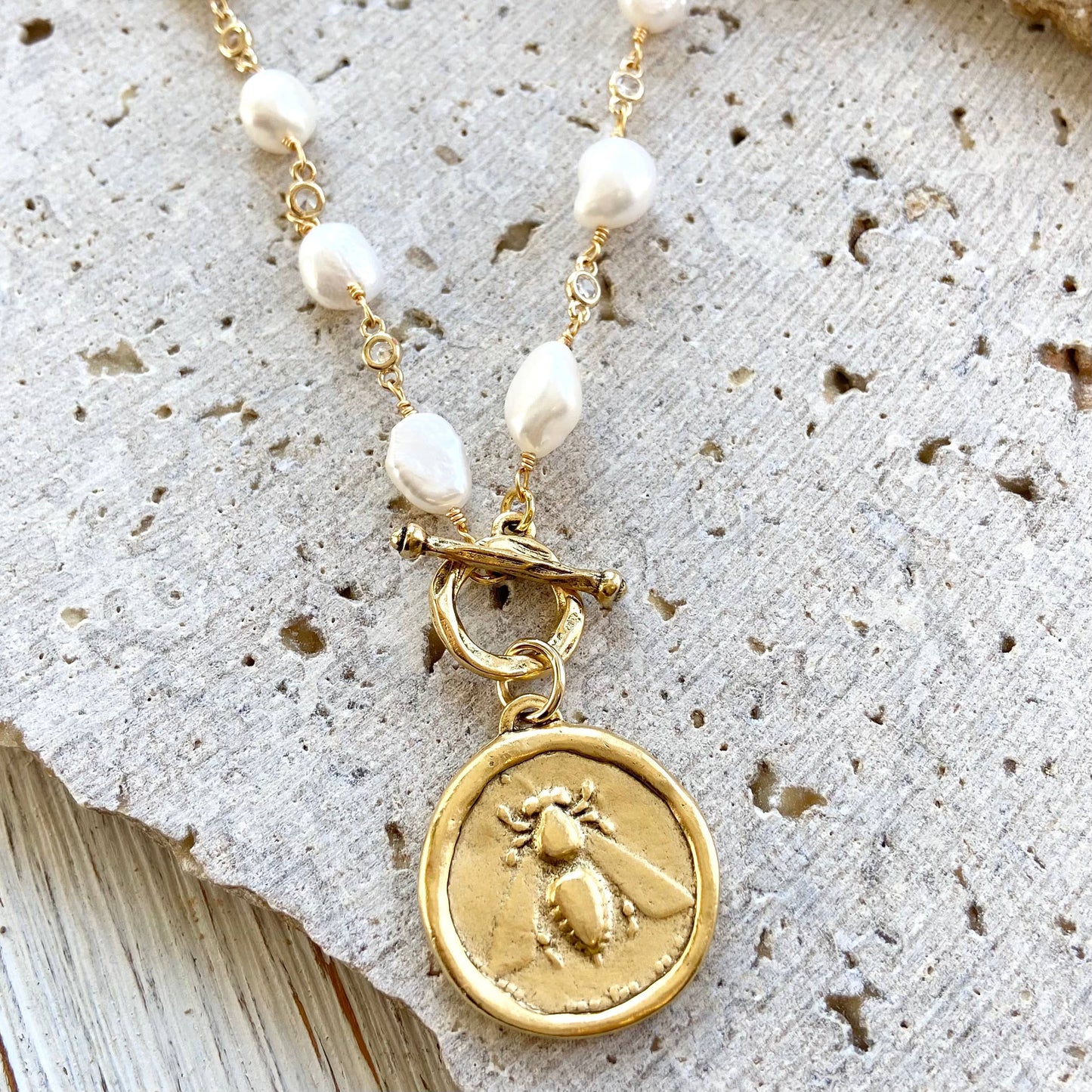 VB & Co. Reversible Queen Bee & Crown Necklace