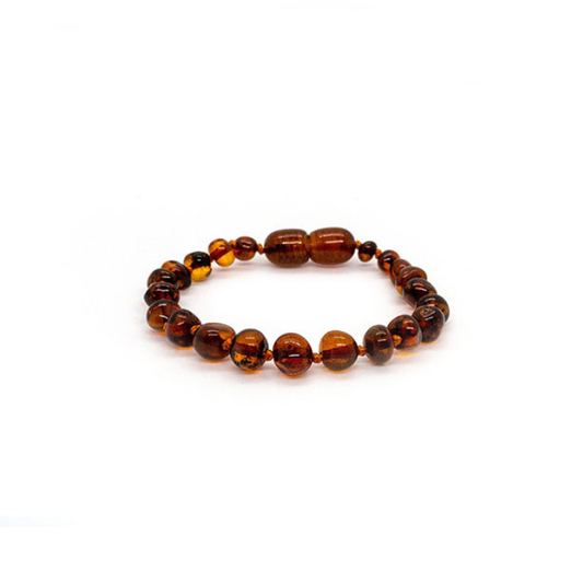 Baltic Essentials Polished Cognac Baltic Amber Bracelet for Baby, Infant, Toddler, Big Kid