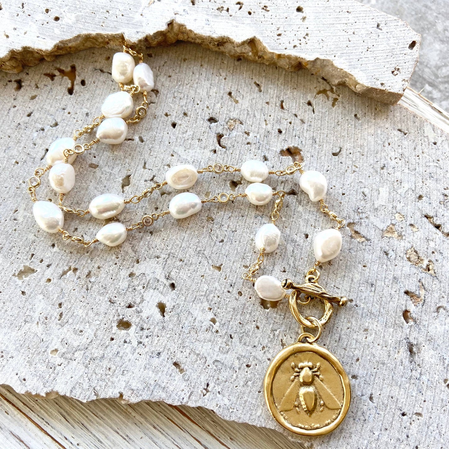 VB & Co. Reversible Queen Bee & Crown Necklace