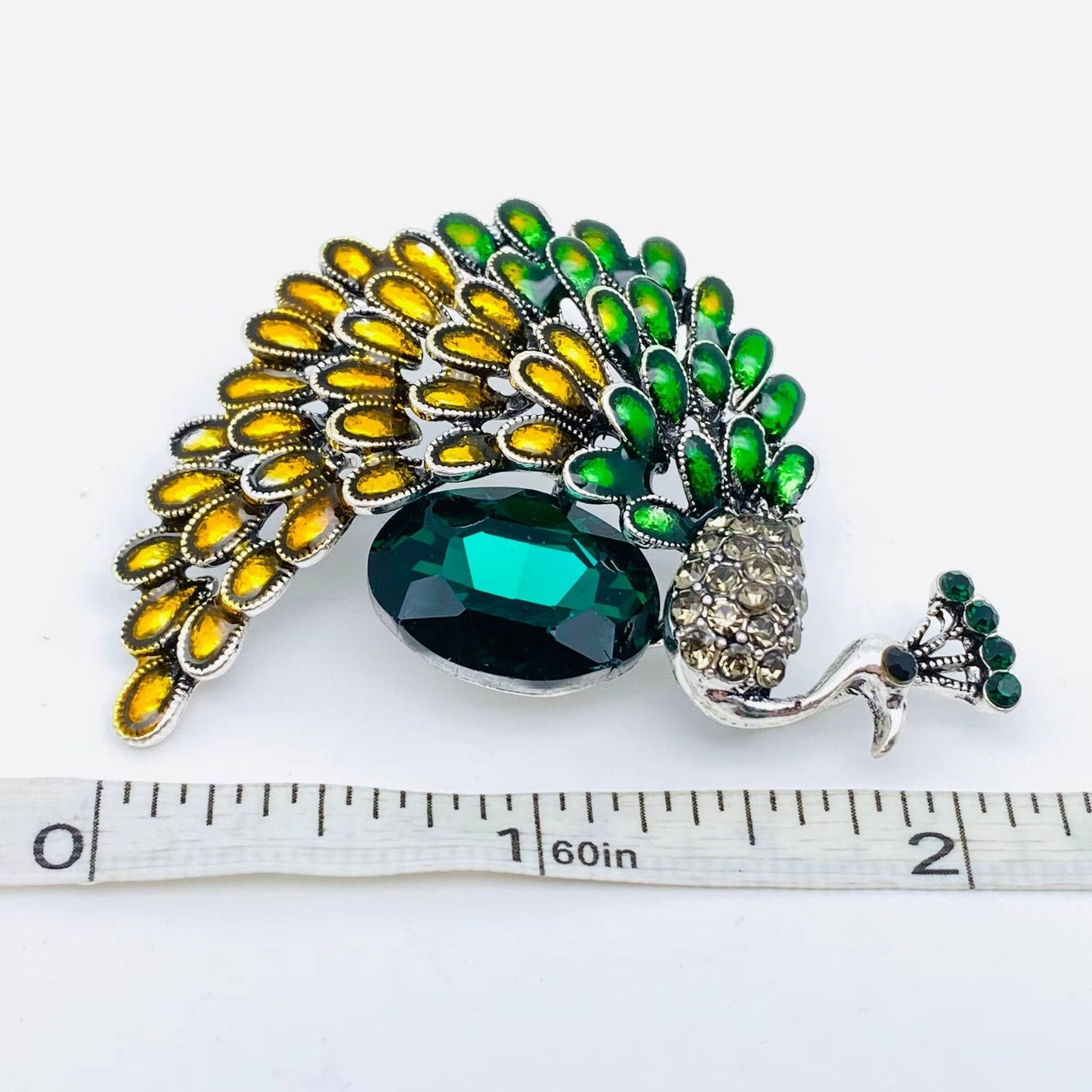 Mio Queena Enamel Colored Rhinestone Peacock Brooch