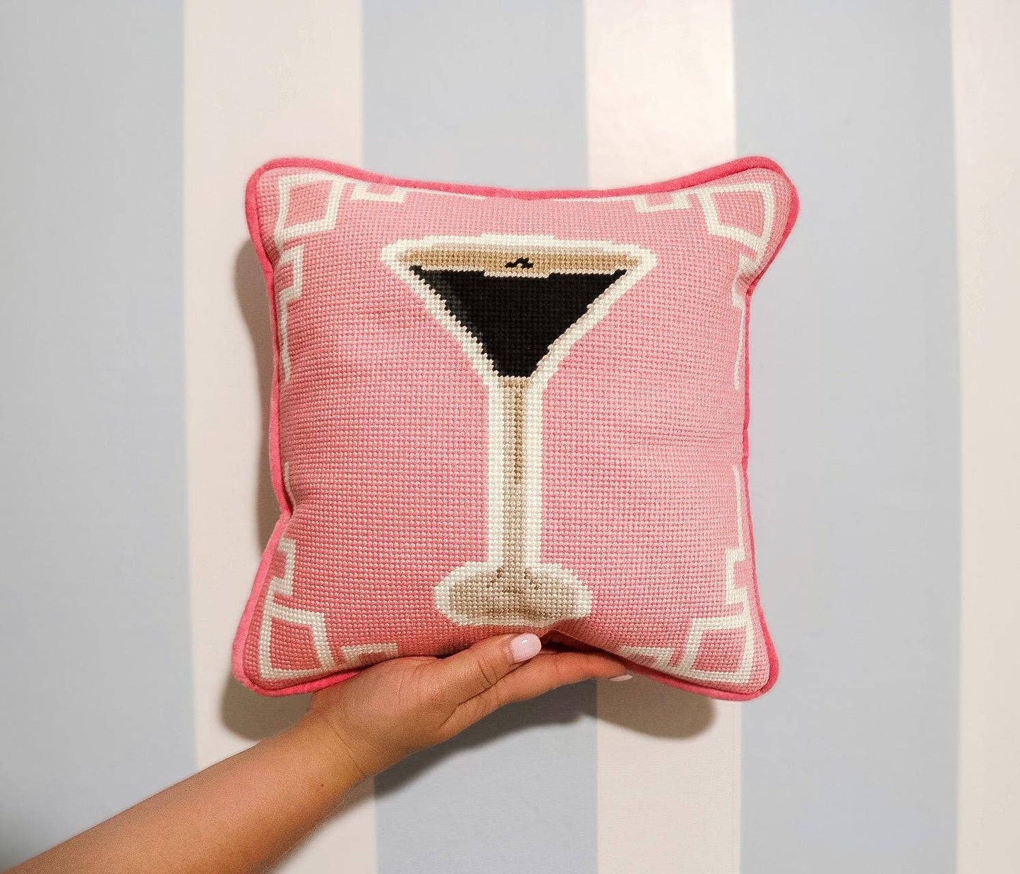 Southern Decorative Espresso Martini Needlepoint Pillow