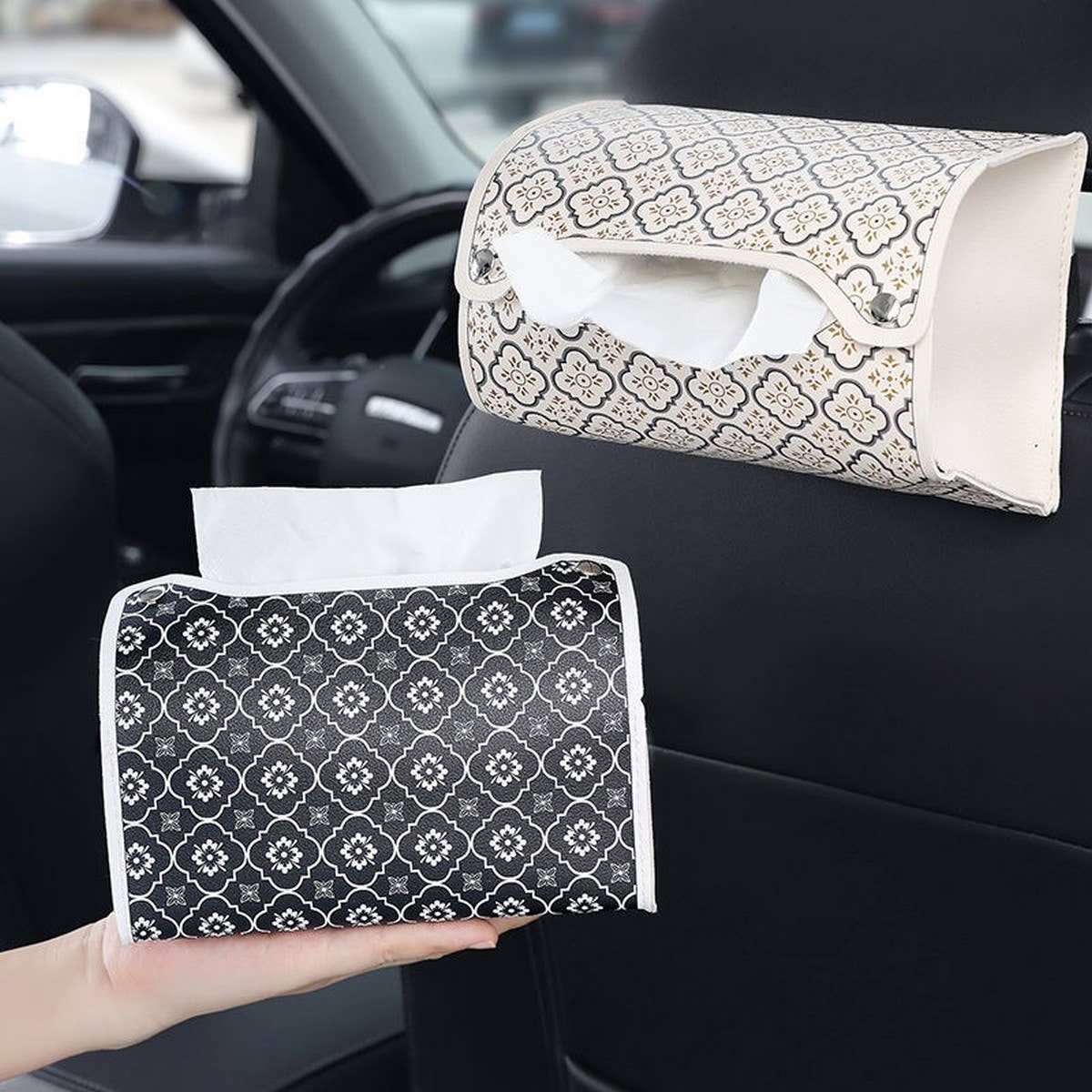 CAR SEATBACK HANGING TISSUE BOX