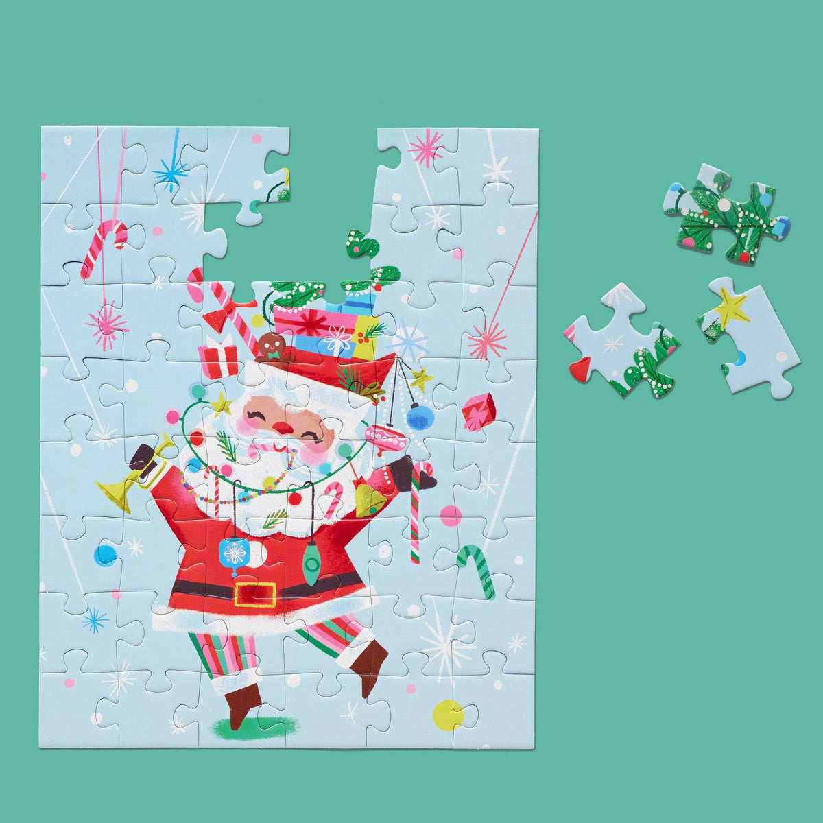 WerkShoppe Fancy Pants Santa 48 Piece Christmas Puzzle Snax