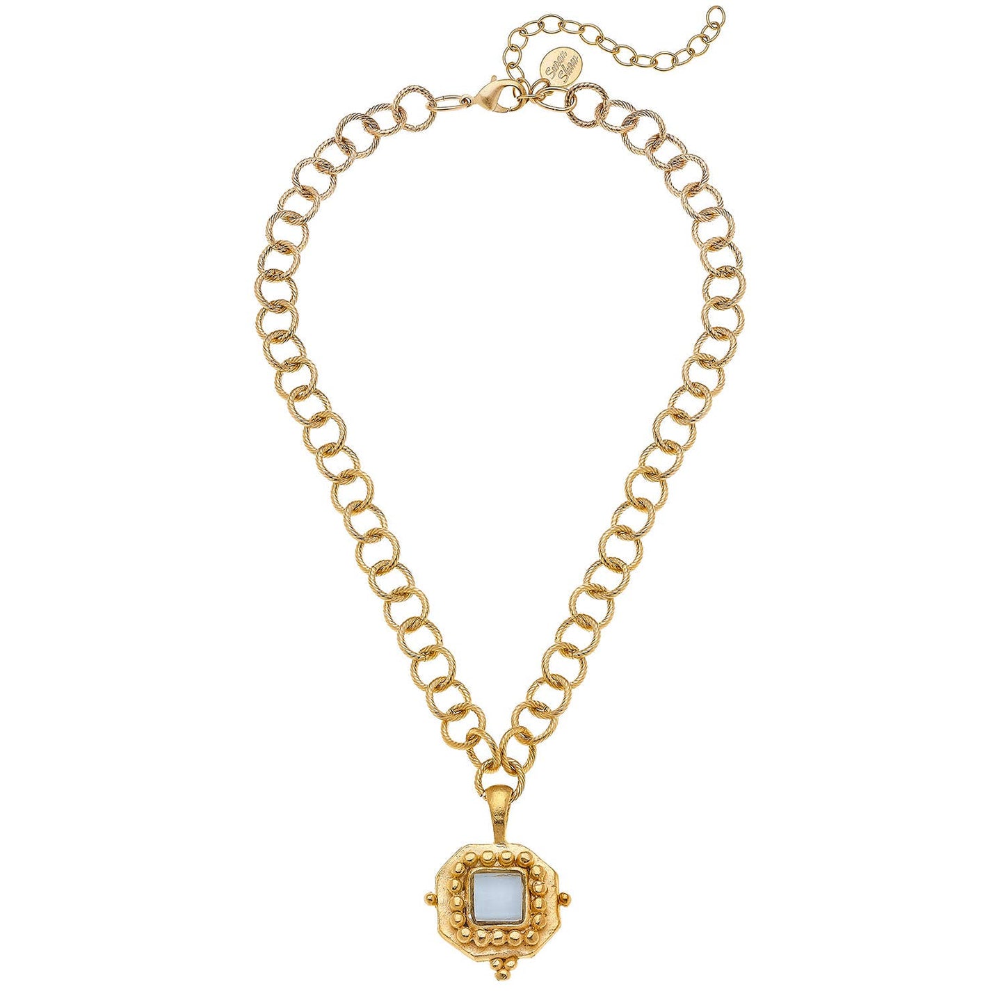 Susan Shaw Square White French Glass Necklace