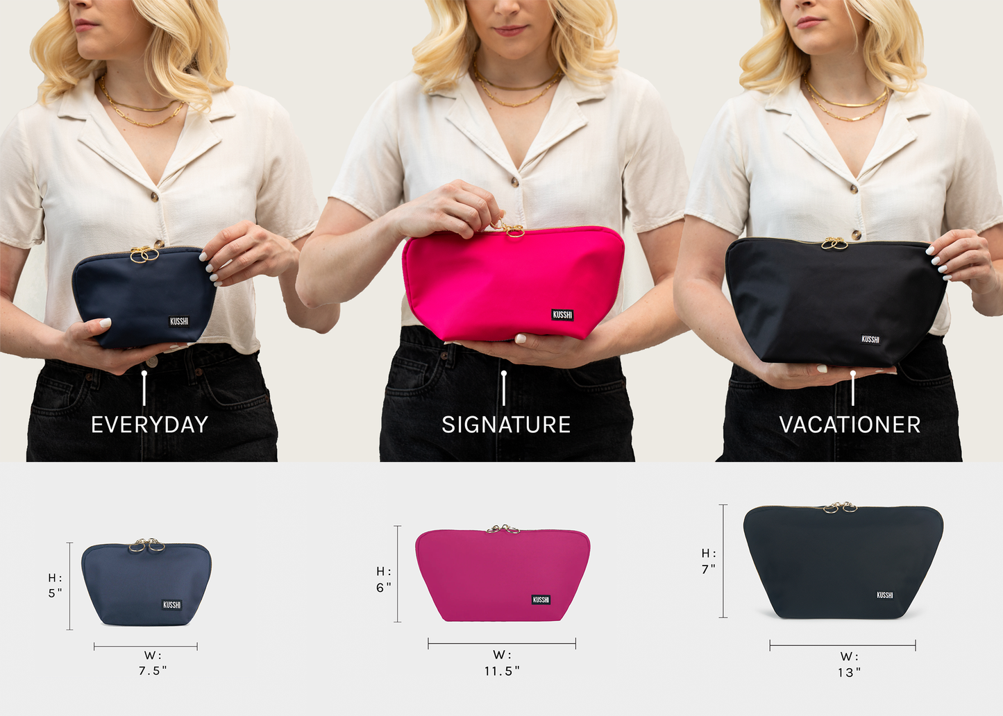 Kusshi Signature Makeup Bag-Machine Washable Medium Cosmetic Bag