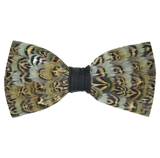 Monarch & Mariposa Feather Bow Tie - Light Blue Pheasant