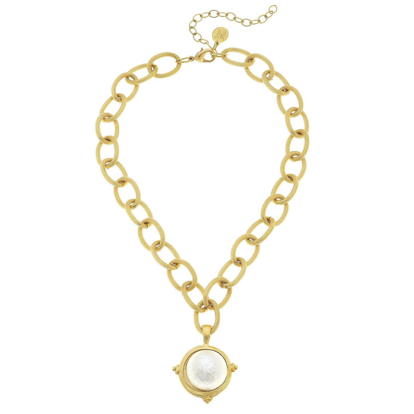 Susan Shaw Cotton Pearl on Hand cast Gold Chain Necklace