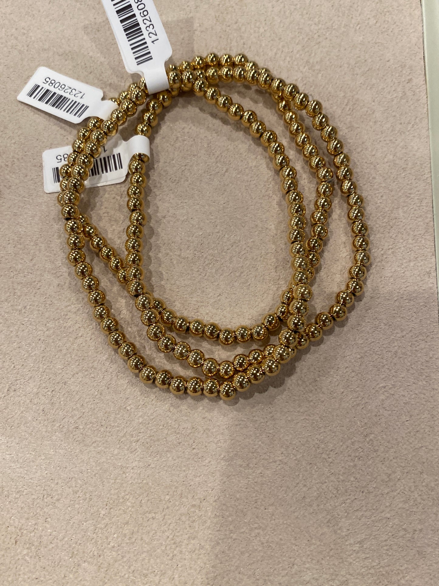 4mm Gold Beaded Stack Bracelet