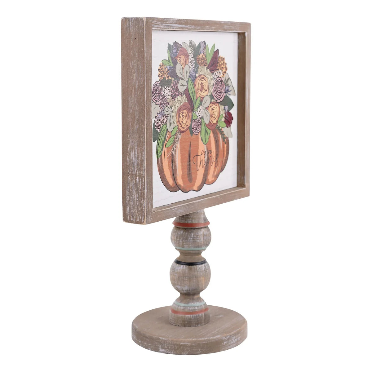 Glory Haus Pumpkin Floral Wood Stand