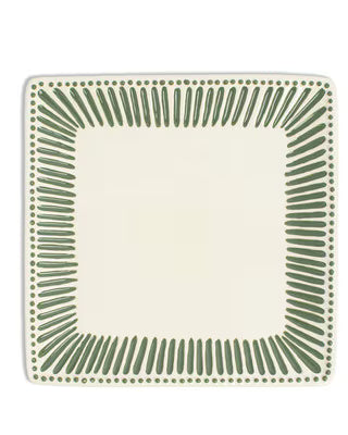 Royal Standard Ava Square Platter White/Green, 11.5x11.5"