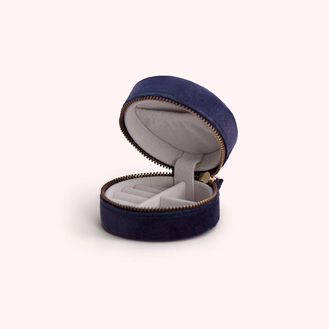 Round Jewelry Box - Navy Floral by Powder Design