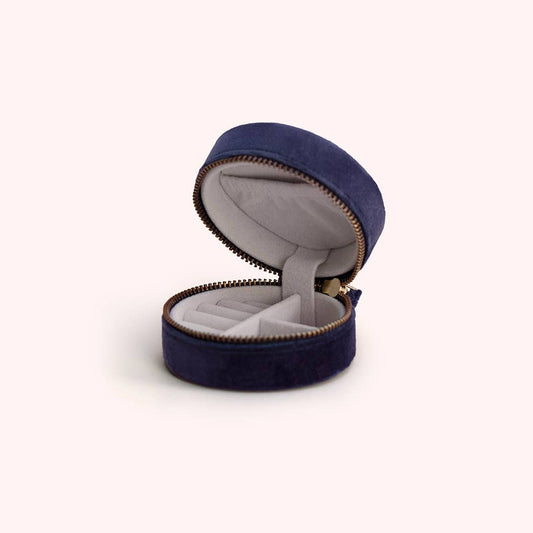 Round Jewelry Box - Navy Floral by Powder Design