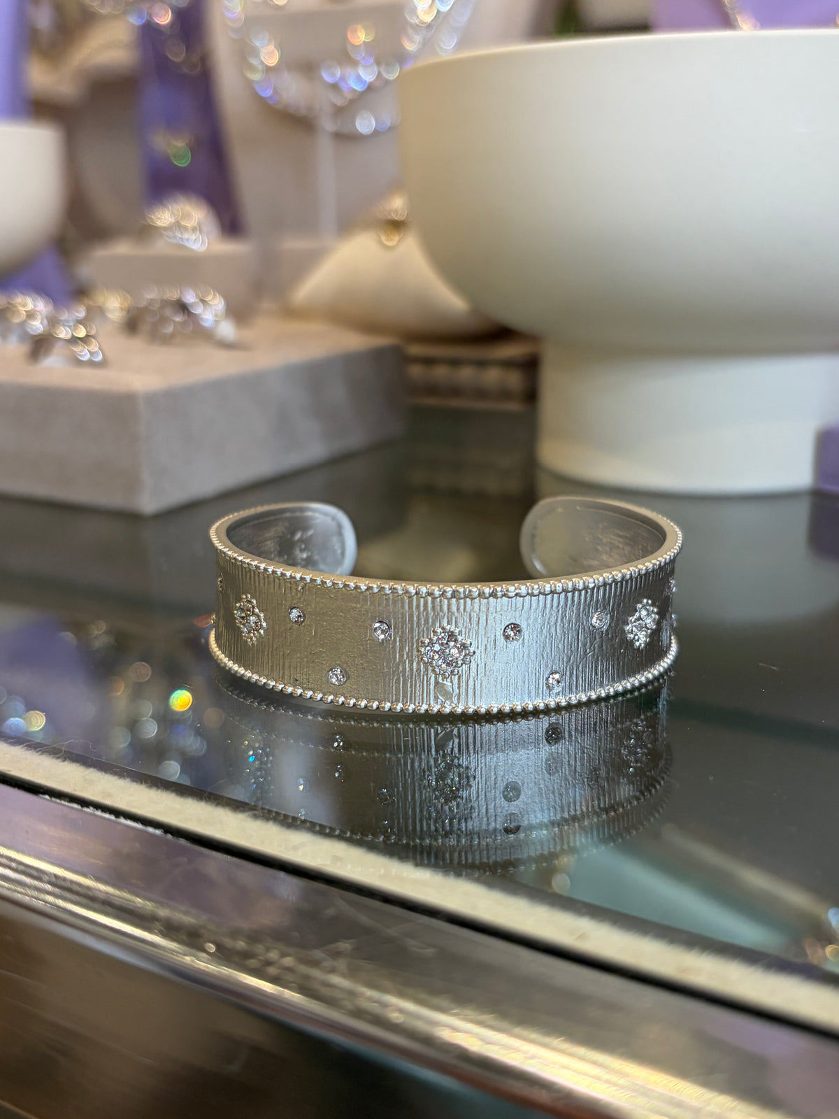 Tudor Slim Pave' Silver Cuff