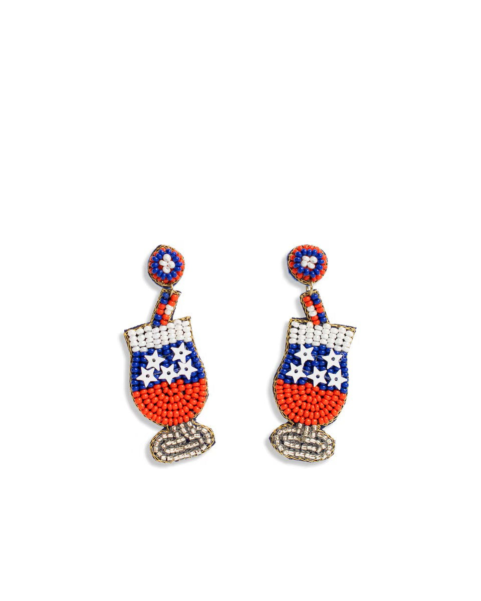 Royal Standard USA Beaded Cocktail Earrings Red/White/Blue 2.25”
