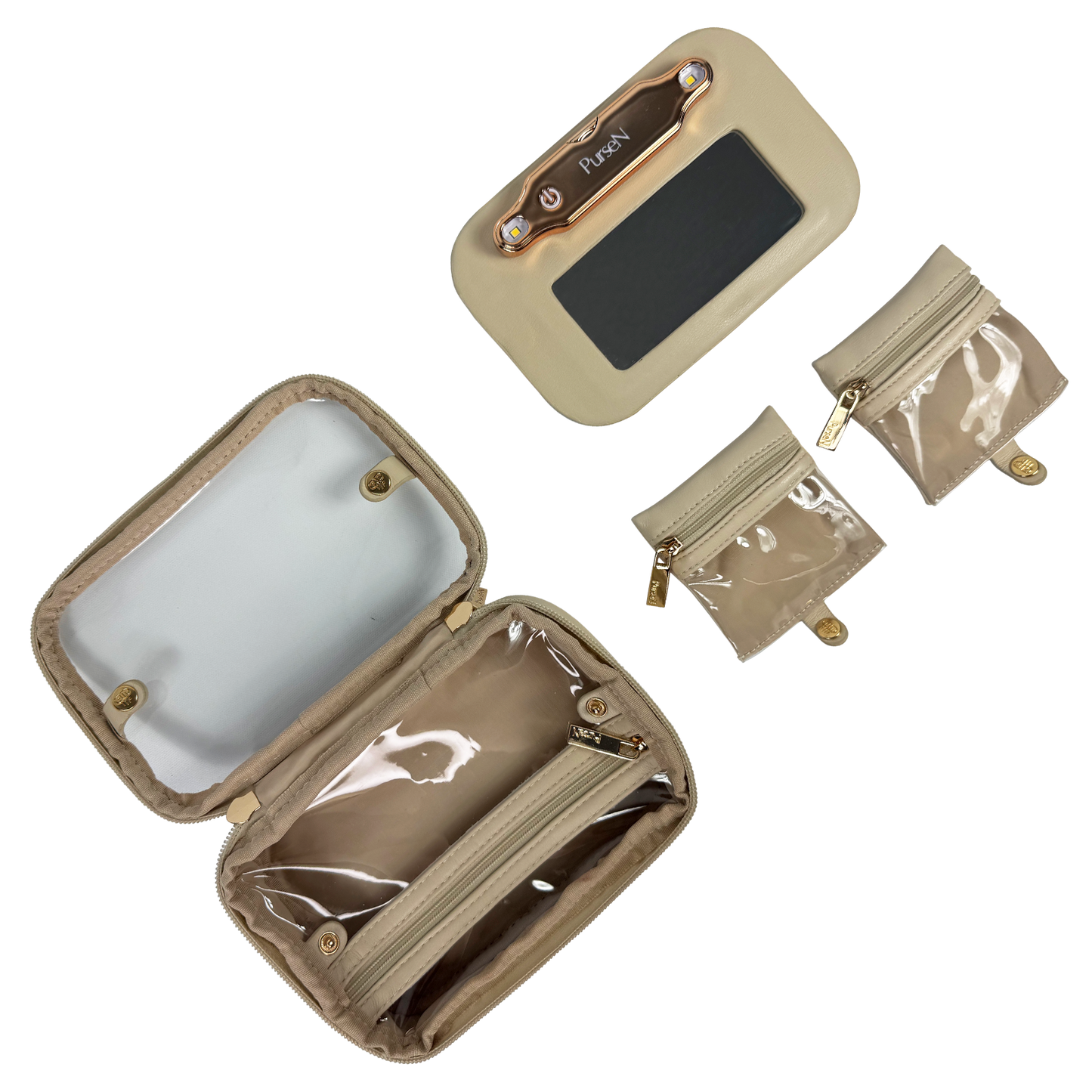 PurseN LITTMINI • Lighted Mirror Case • Latte