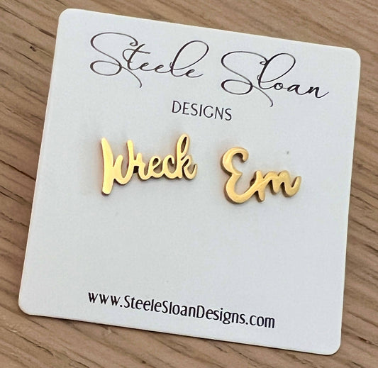Steele Sloan Designs Wreck Em Texas Tech Red Raiders Hypoallergenic Stud Earrings