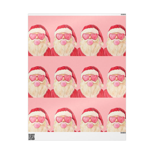 Pink Bubblegum Santa Claus Wrapping Paper