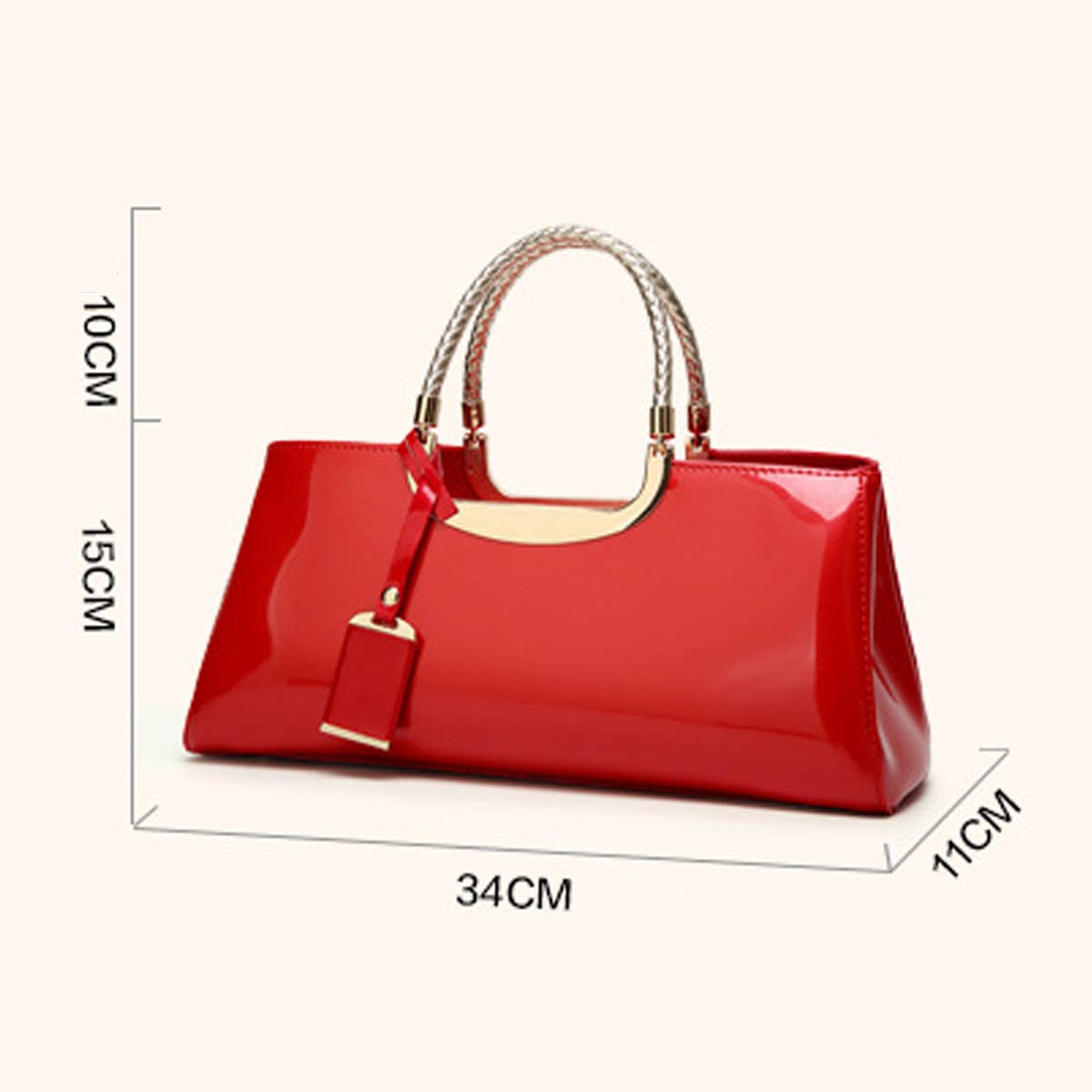 High-Gloss Patent Leather Evening Tote Bag