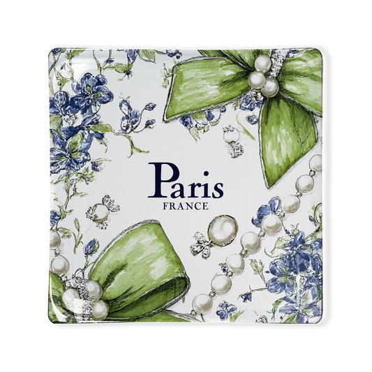 Toss Designs Glass Tray- Blue Pearls
