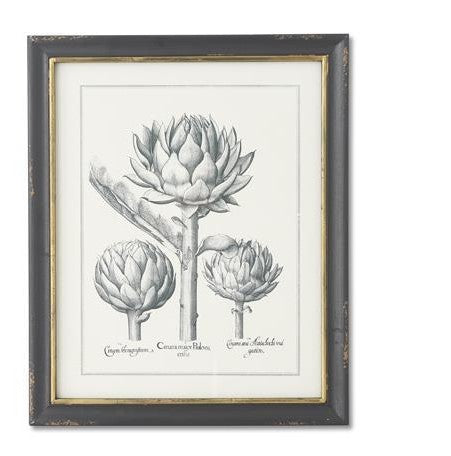 K&K Interiors Black & Gold Framed Sunflower & Artichoke Prints