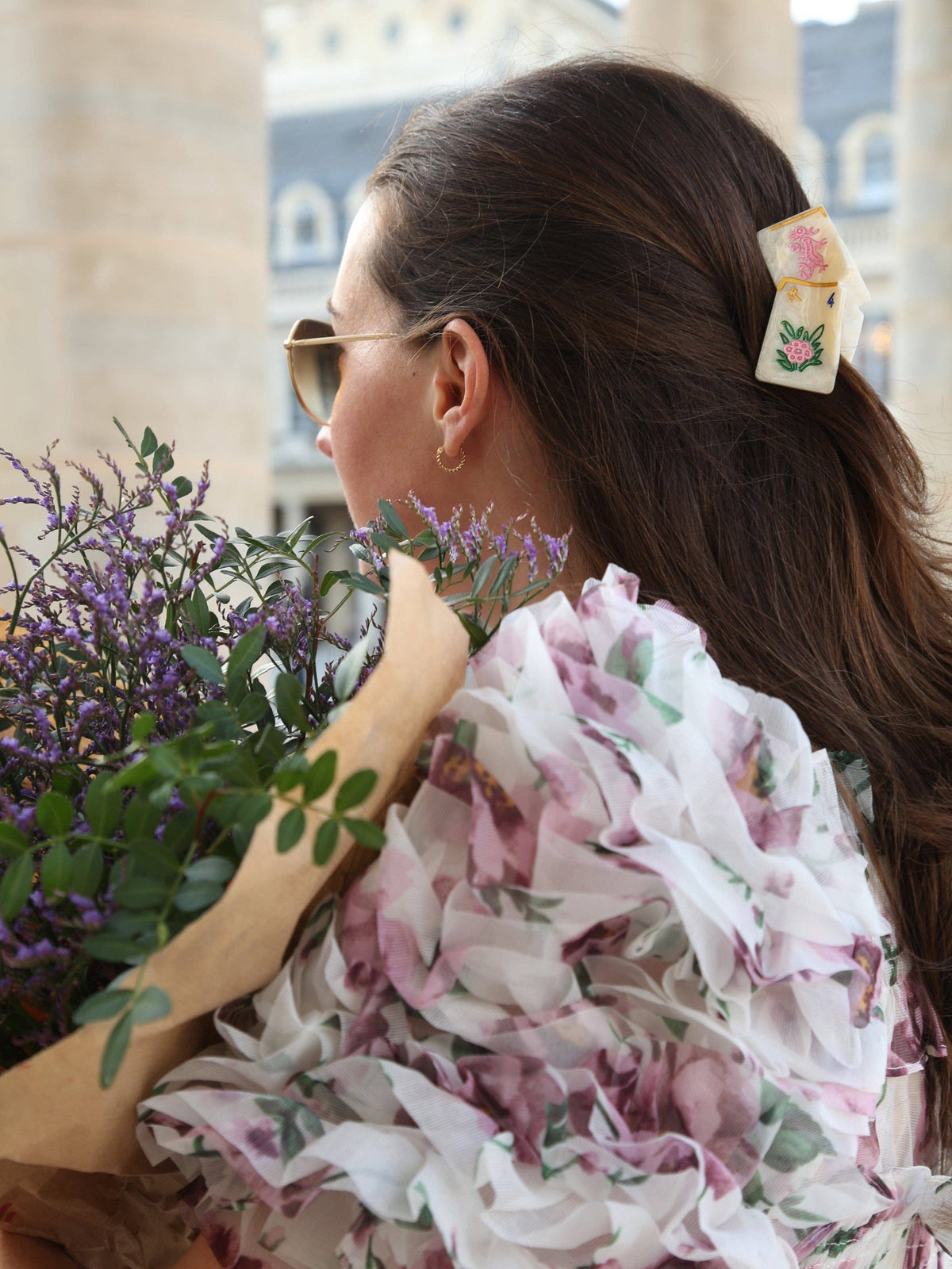 Solar Eclipse Hand-Painted Mini Flower Mahjong Claw Hair Clip | Eco-Friendly