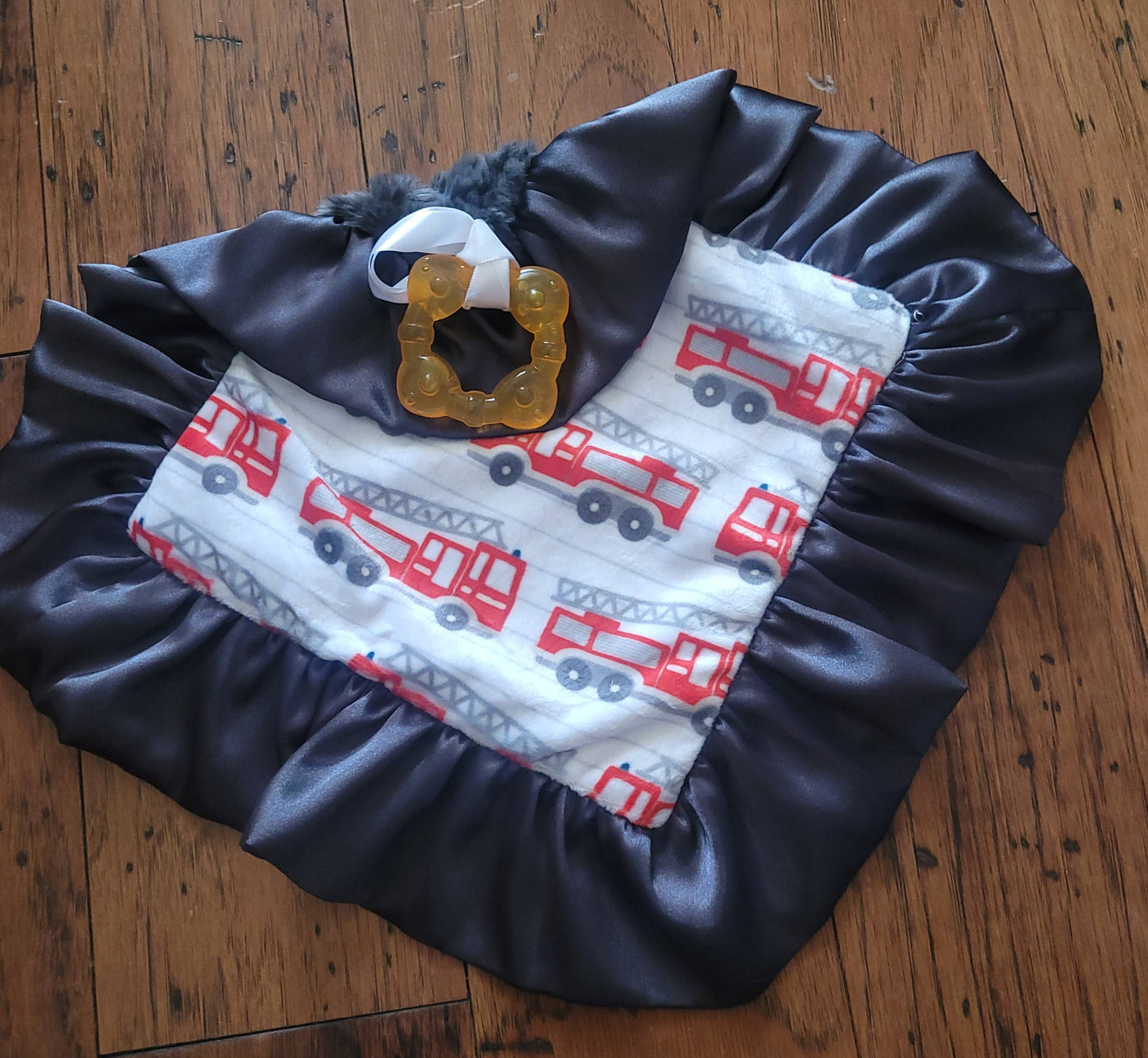 Cuddle Couture Fire Trucks Minky Blanket (Car Seat Size)