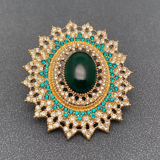 Mio Queena Vintage Full Rhinestone Oval Brooch