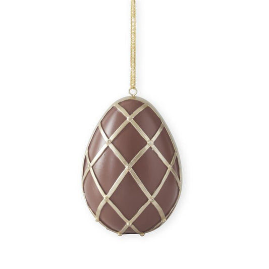 KK Chocolate & Gold Resin Easter Egg Ornament (4.5")