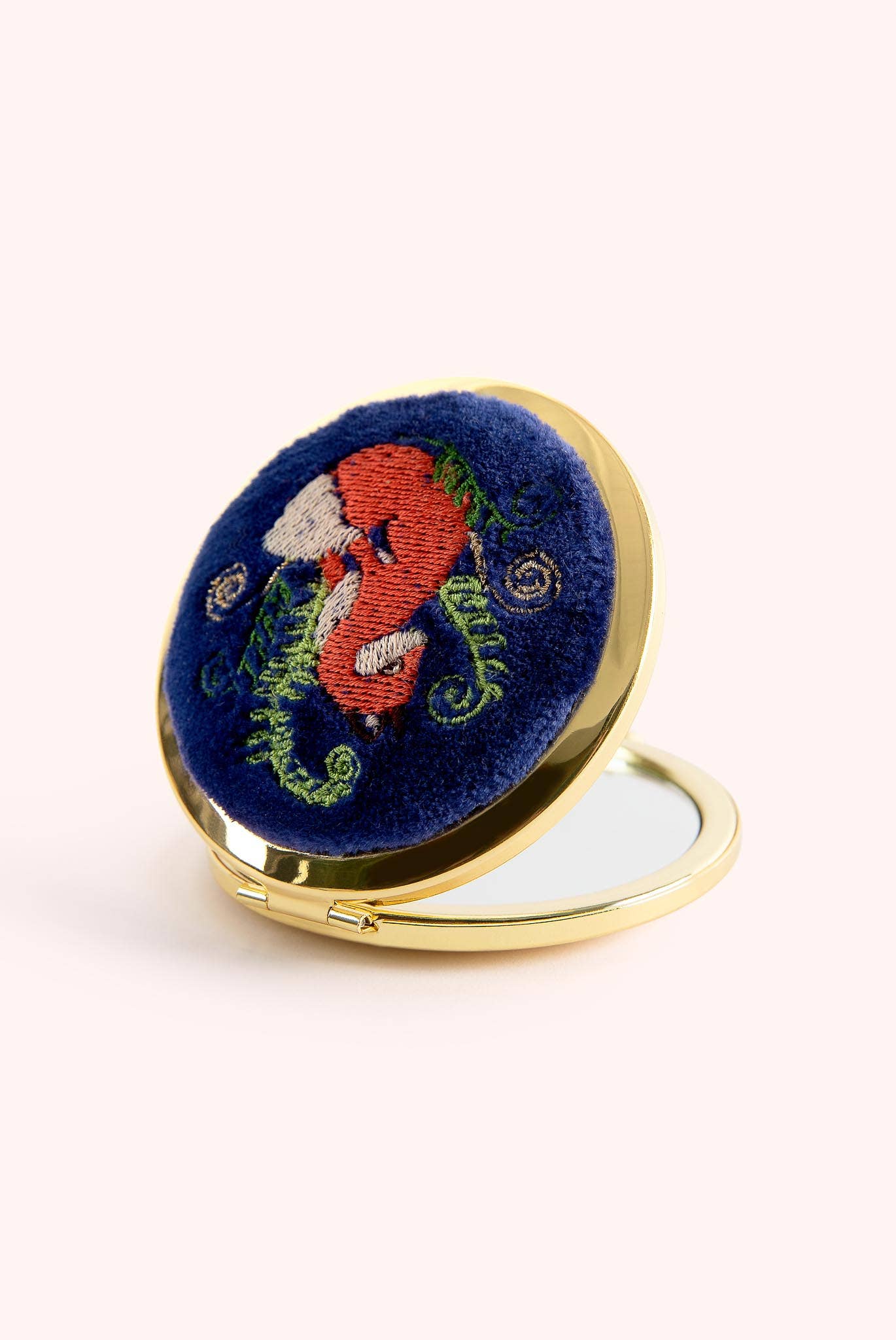 Embroidered Compact Mirror - Elegant Fox, by Powder Designs