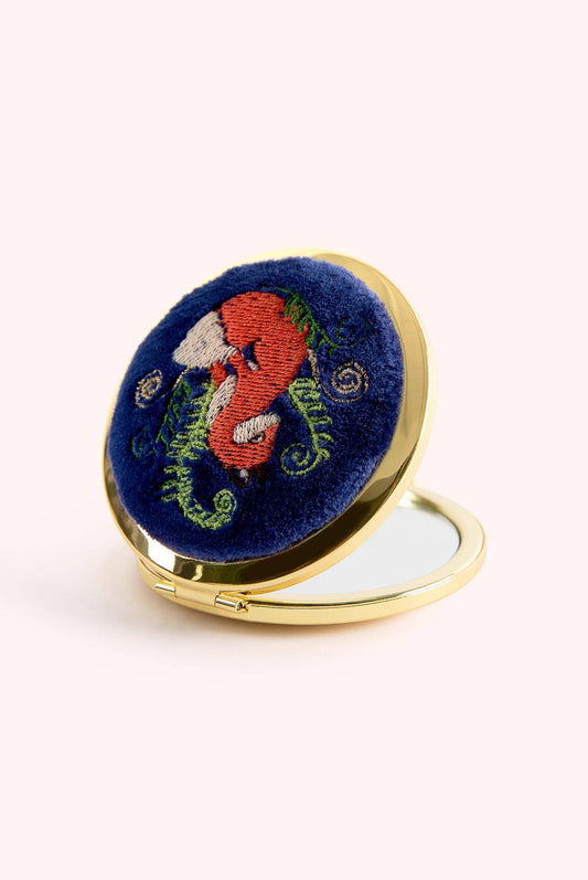 Embroidered Compact Mirror - Elegant Fox, by Powder Designs