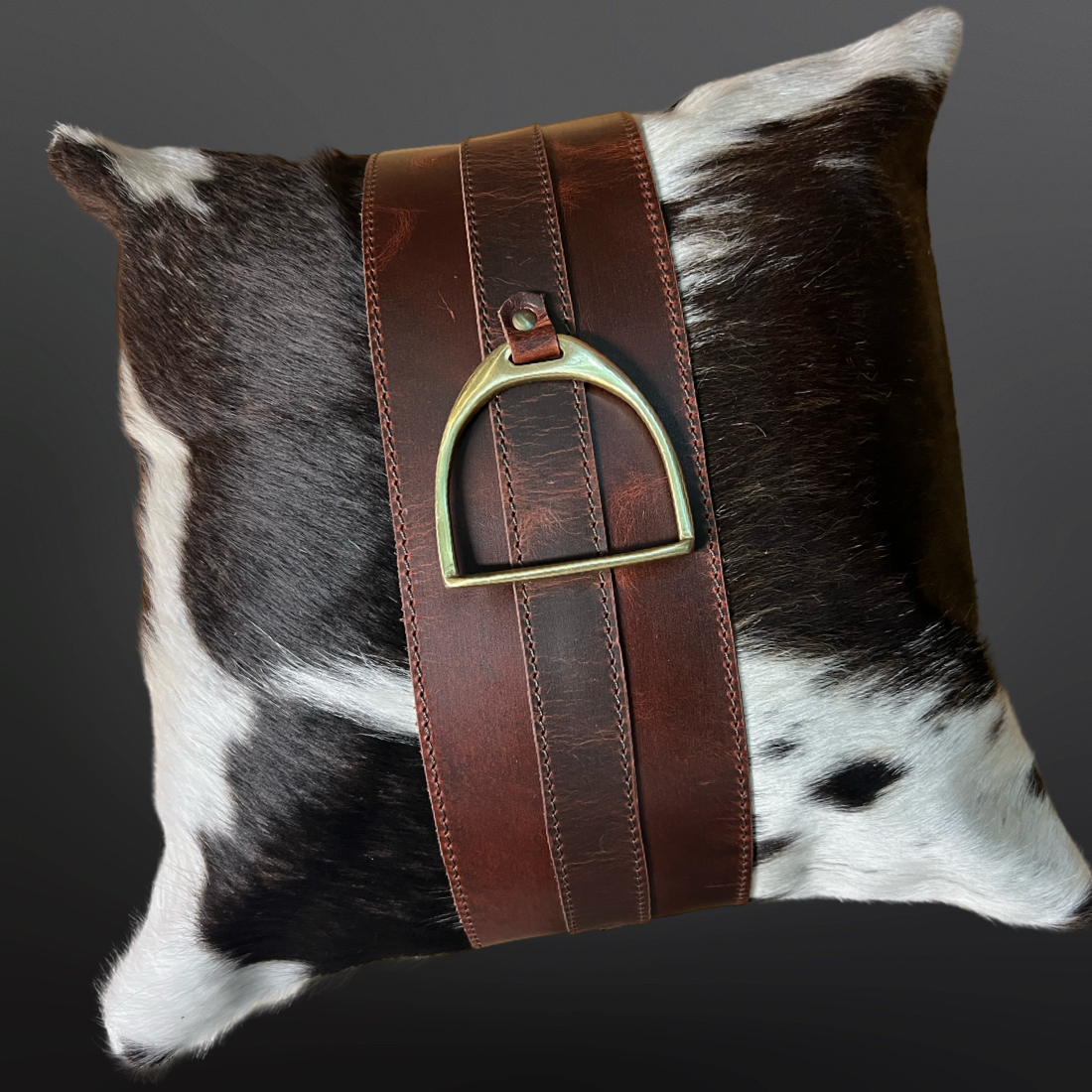 Equestrian English Stirrup Iron Cowhide Leather Pillow 