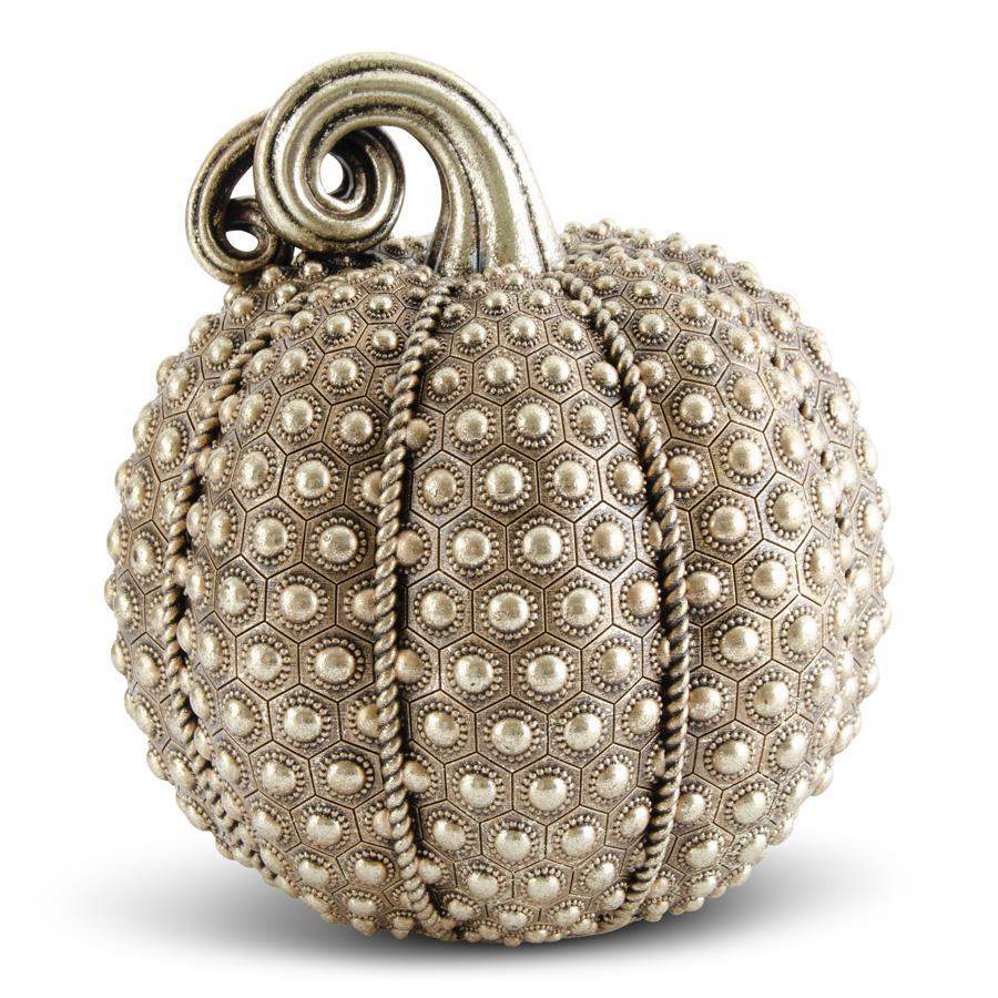 K&K Interiors Antique Gold Textured Resin Pumpkin