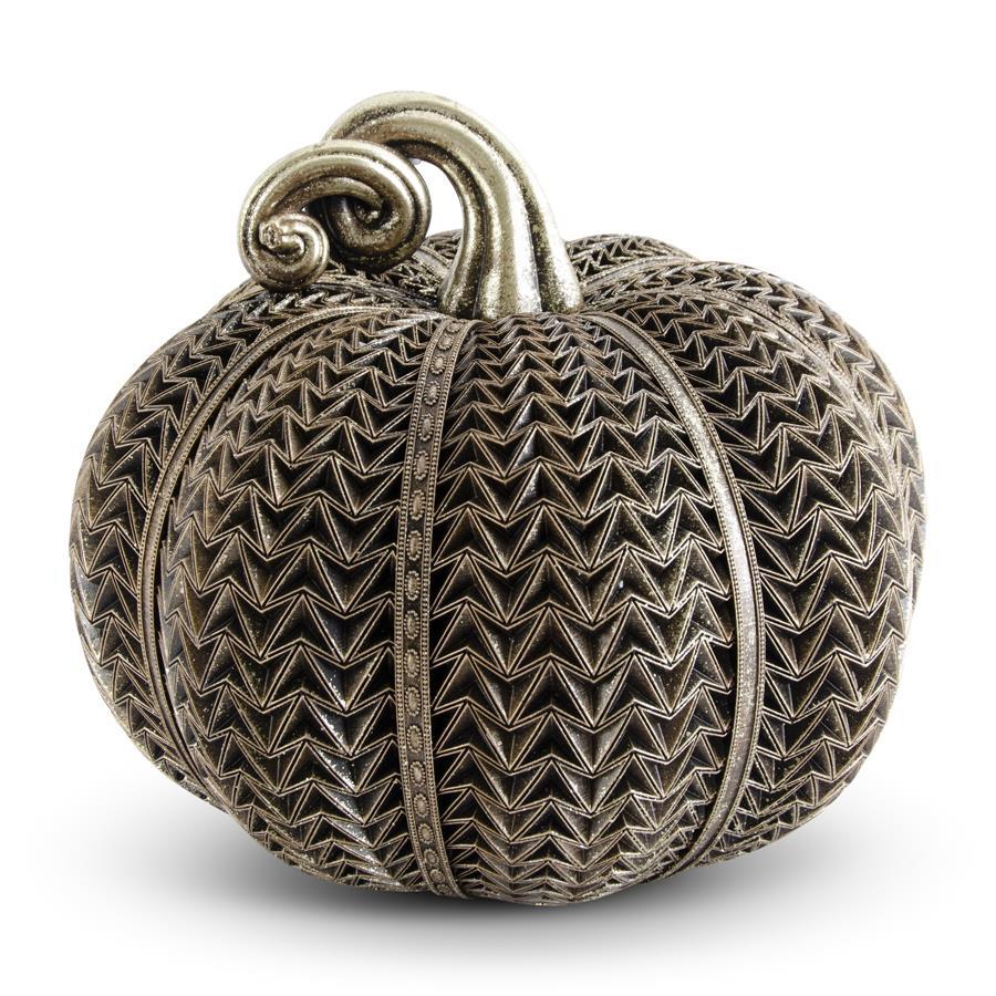 K&K Interiors Antique Gold Textured Resin Pumpkin