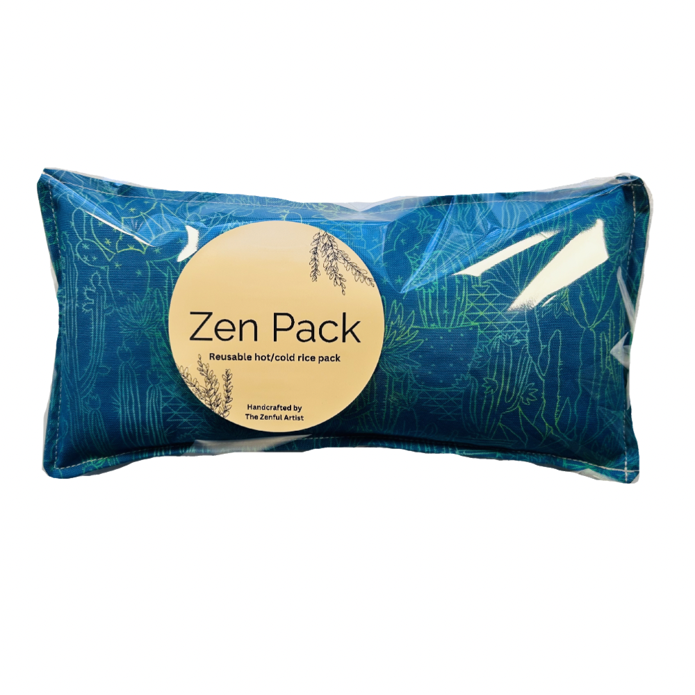 Reusable Hot/Cold Rice Pack - Blue Cactus Plants
