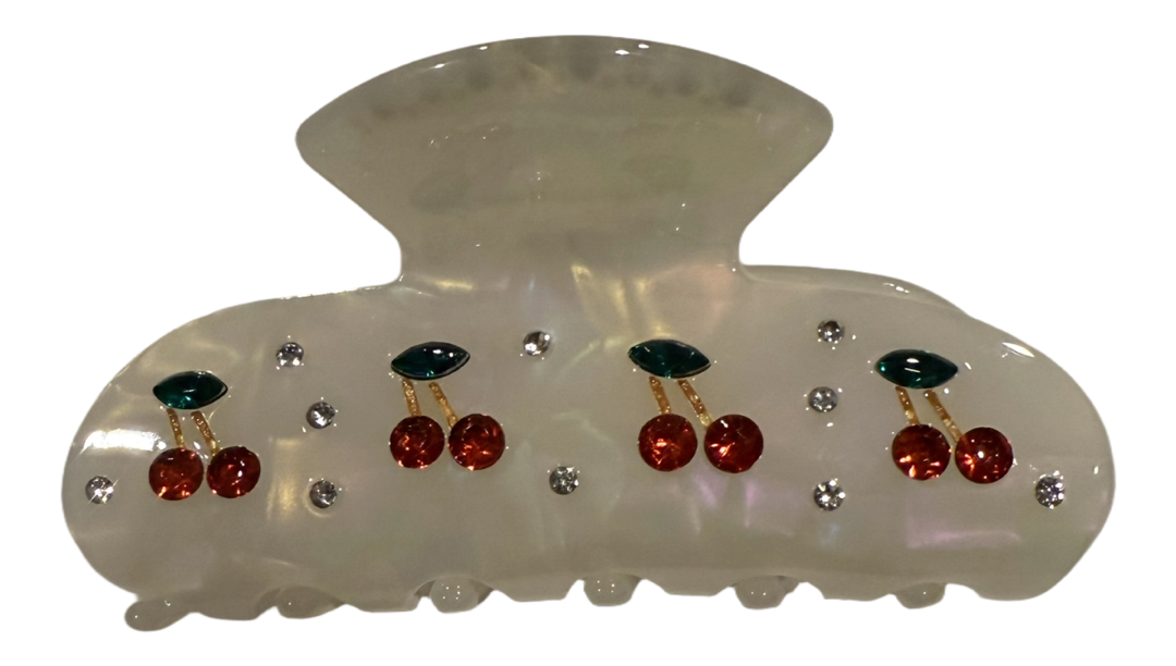 New Iridescent Acrylic Cherry Hair Clip