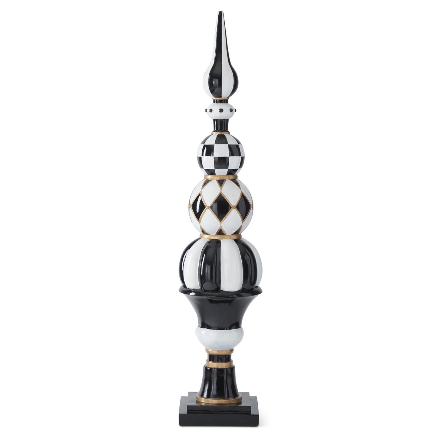 K&K Interiors Black & White w/Gold Finial, 43.5"