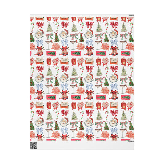 Retro Christmas Collage Gift Wrapping Paper