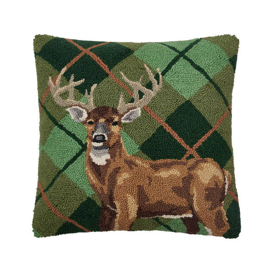 Peaking Handicraft Deer Plaid Hook Pillow
