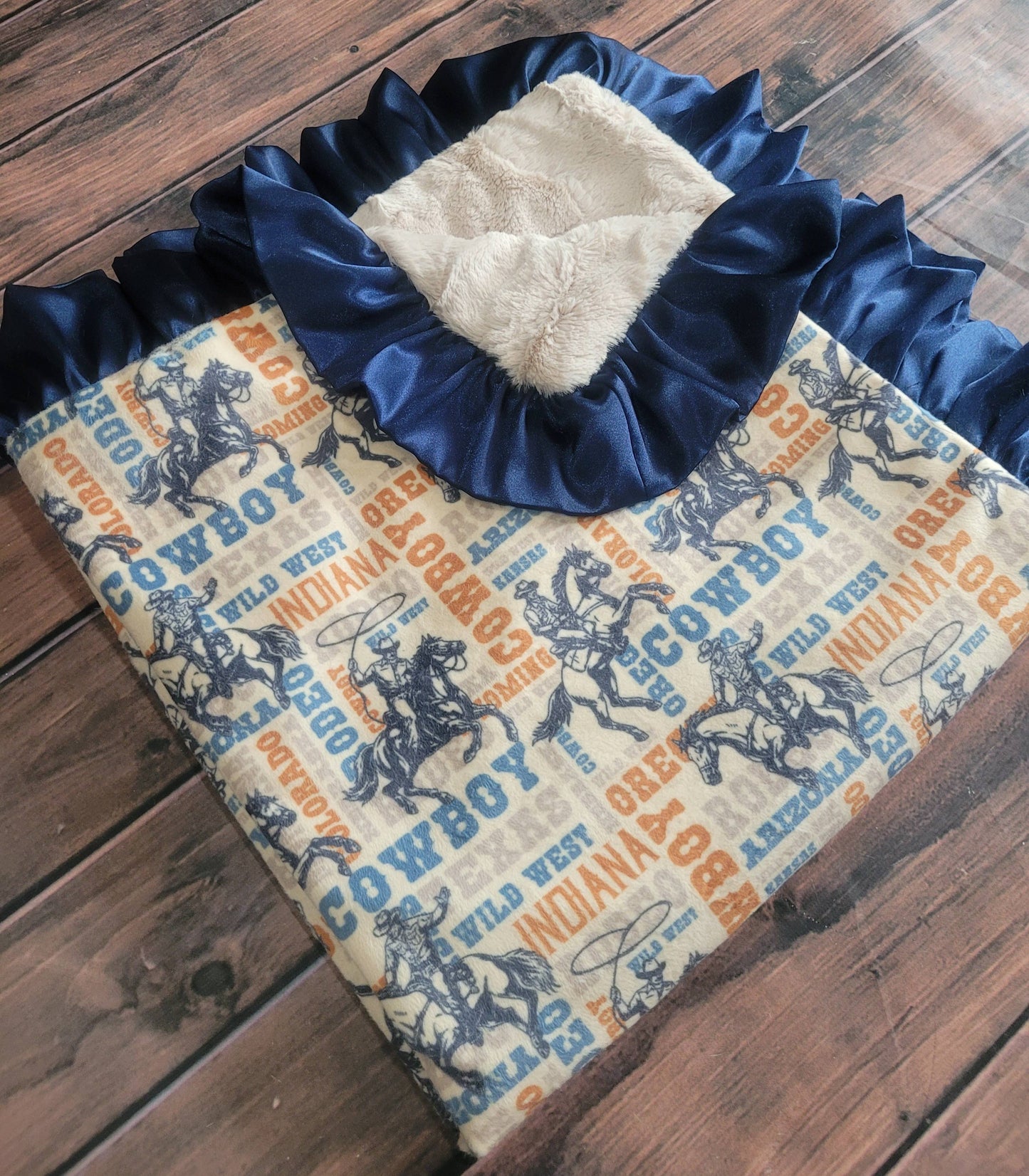 Cuddle Couture Bronc Rider Minky Blanket (Car Seat Size)