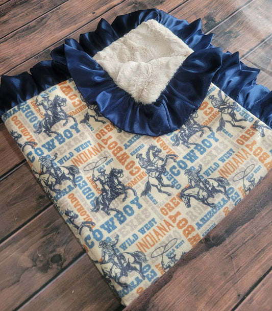 Cuddle Couture Bronc Rider Minky Blanket (Car Seat Size)