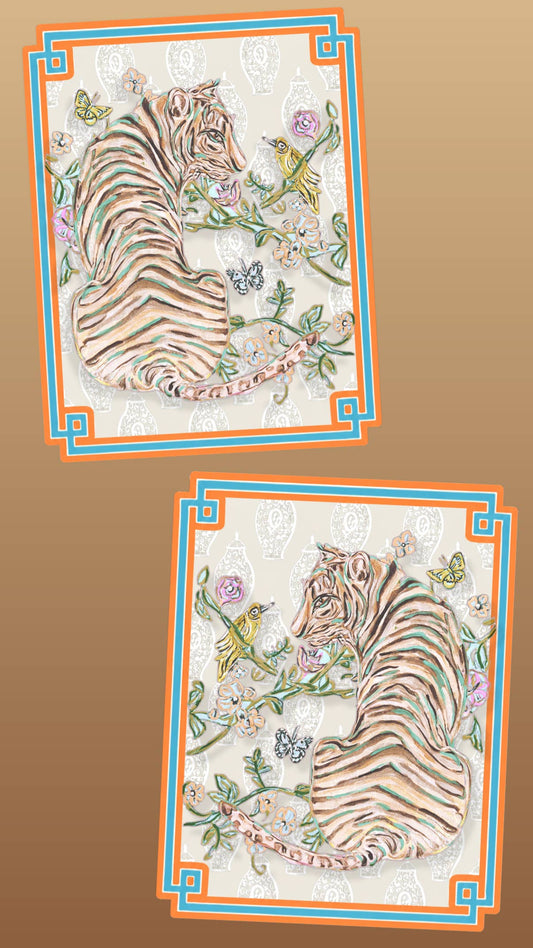 Mid Mod Large Designer Chinois Tiger Door Hangers