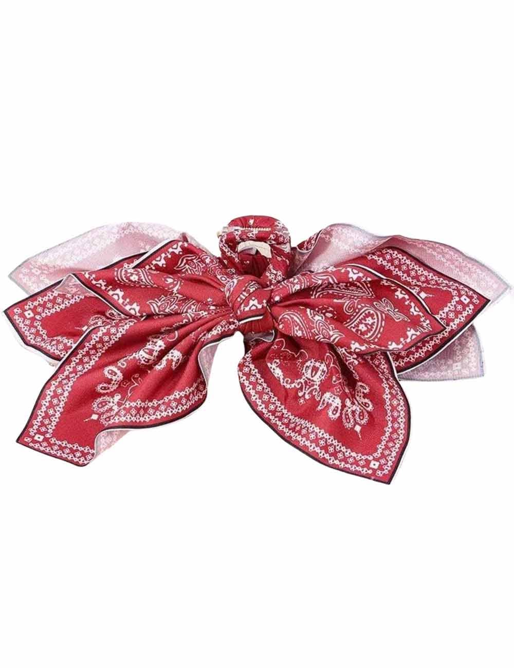 Sweetkama Ladies Chic Paisley Floral Print Bow Knot Hair Clip