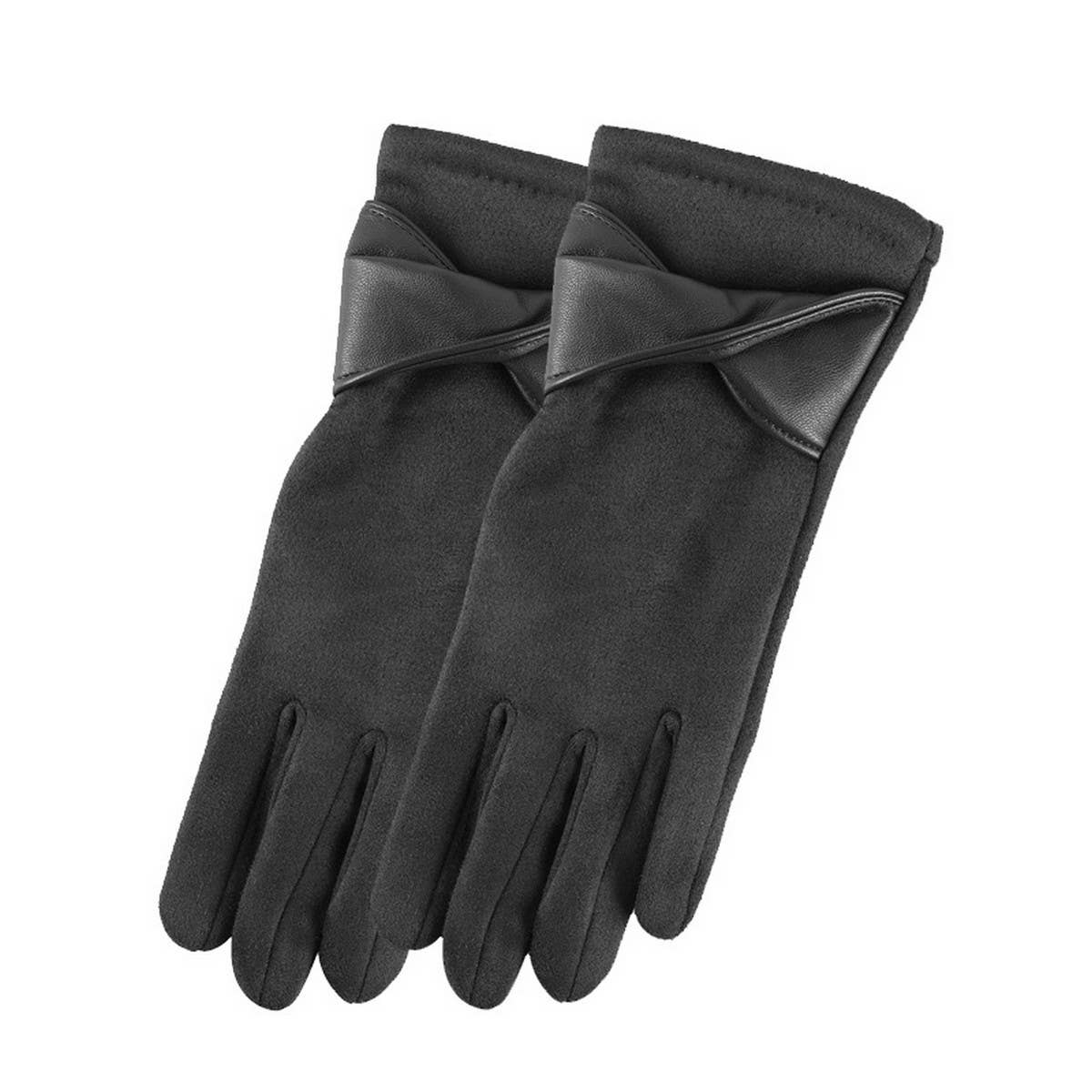 Bow Suede Gloves – Touchscreen Warm Winter