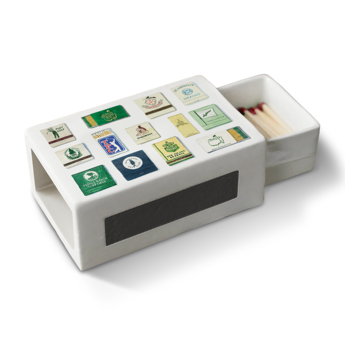 Toss Designs Ceramic Match Box- Golf Matches