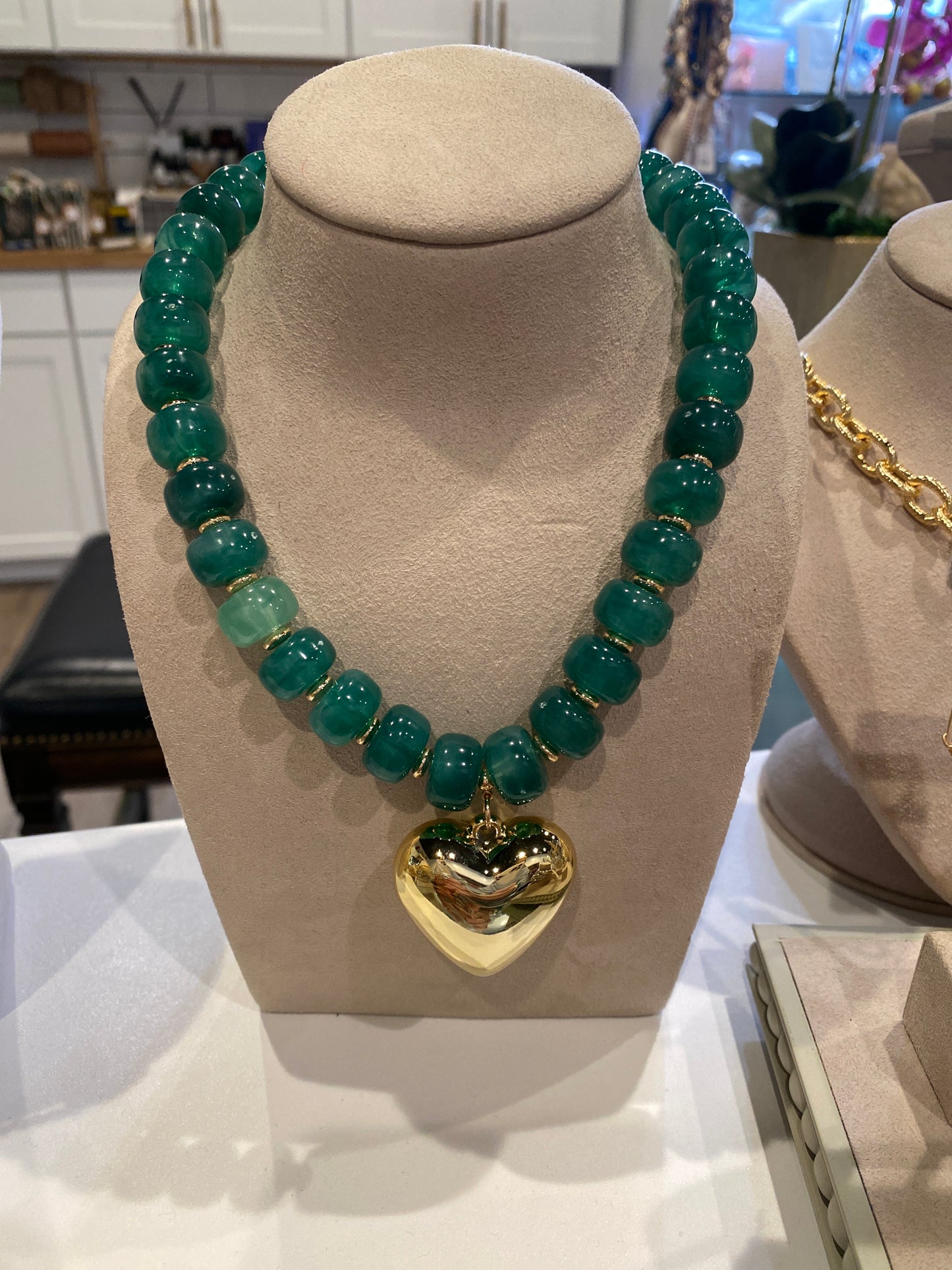 Jade Resin Heart Necklace